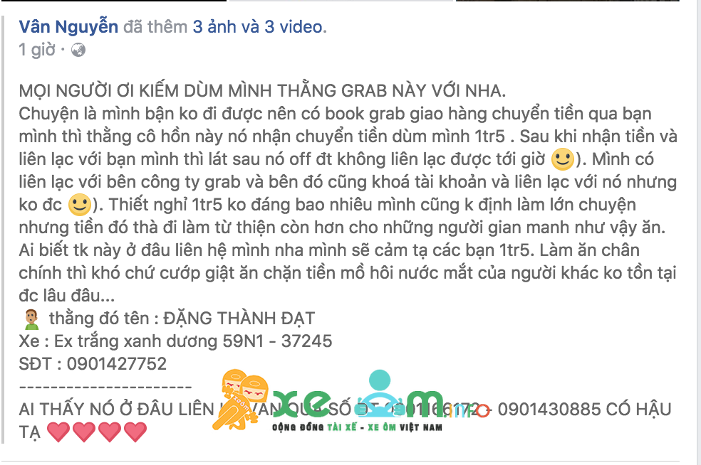 Bị mất tiền khi đặt grab giao hàng.png