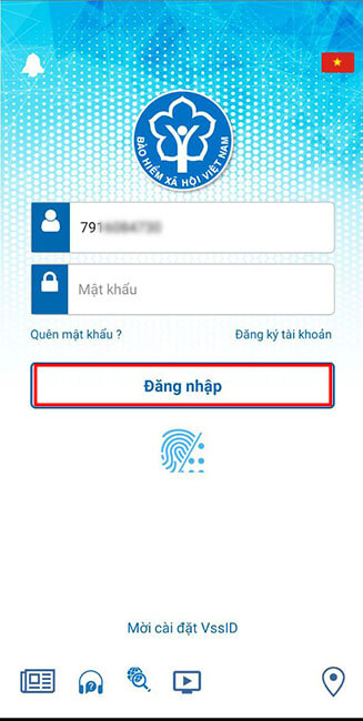 ĐĂNG NHẬP ỨNG DỤNG VSSID