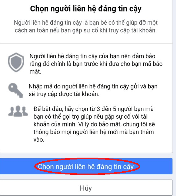 Chọn người liên hệ đáng tin cậy