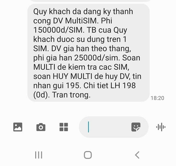 Cước phí đăng ký multi sim viettel