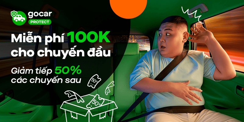 GoCar tung mã khuyến mãi giảm 100.000đ và 50.000đ x5 lần sử dụng