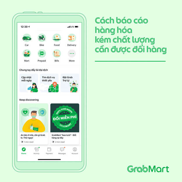 GrabMart cam kết thực phẩm “100% Tươi Ngon, Đổi Miễn Phí”