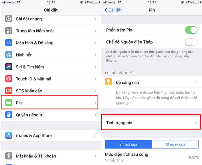 Kiểm tra pin của iPhone