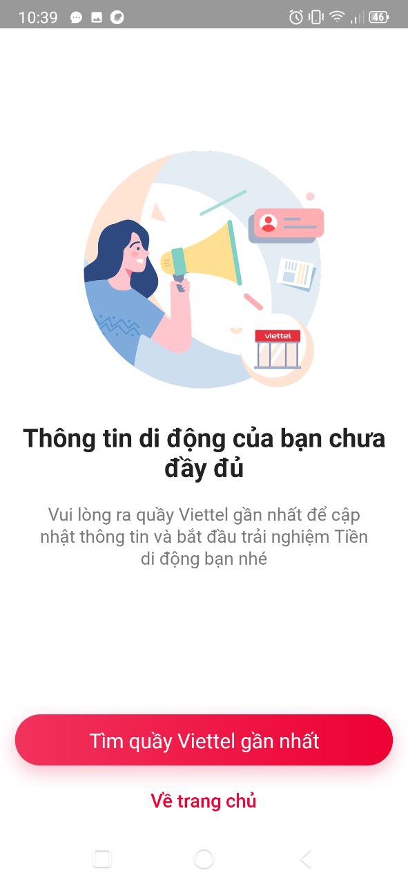 Thông tin di động của bạn chưa đầy đủ