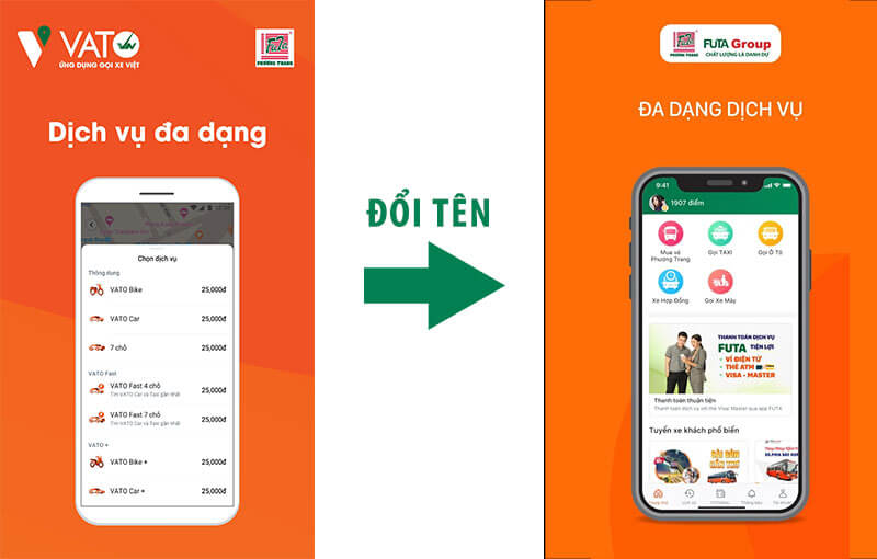 Ứng dụng gọi xe VATO chính thức đổi tên thành FUTA
