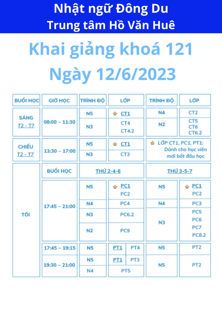 Lich khai giang t6 hcm - đông du hà nội