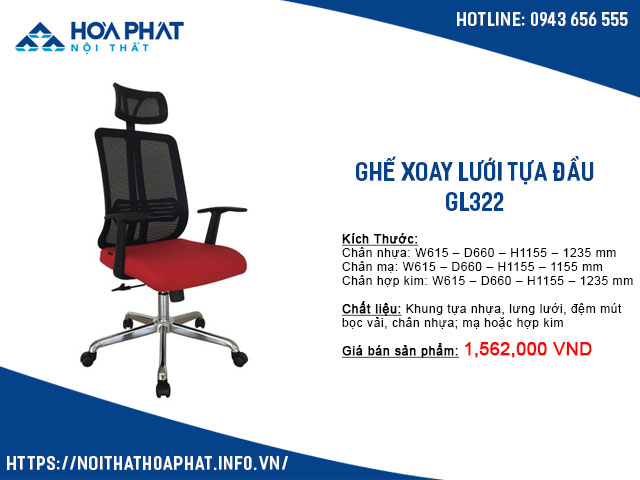 Ghế xoay lưới tựa đầu GL322